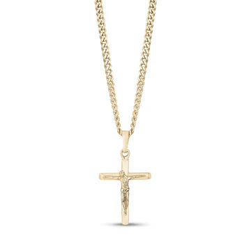 Gold crucifix cross necklace clearance